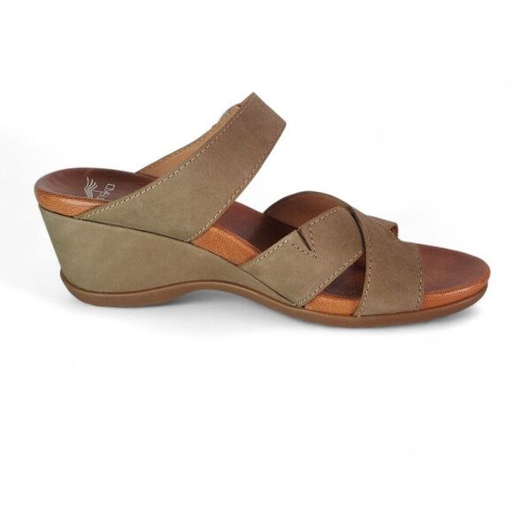 Dansko Aubree Wedge Strappy Sandals Taupe Nubuck Women's 8.5-9/39 - Picture 7 of 10